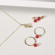 GOLD HOOP EARRINGS WITH ROUND CORAL PENDANTS - SEASONS COLLECTION - KLENOTA COLLECTIONS
