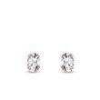 CLOUS D'OREILLES EN OR ROSE ET DIAMANTS OVALES - PUCES D'OREILLES EN DIAMANT - BOUCLES D'OREILLES