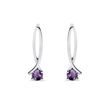 BOUCLES D'OREILLES RUBAN EN OR BLANC AVEC AMÉTHYSTES VIOLETTES - BOUCLES D'OREILLES EN AMÉTHYSTE - BOUCLES D'OREILLES