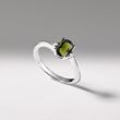 WEISSGOLDENER RING MIT MOLDAVIT UND DIAMANTEN - RINGE MOLDAVIT - RINGE