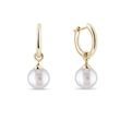 BOUCLES D'OREILLES CRÉOLES EN OR JAUNE AVEC PERLE - BOUCLES D'OREILLES EN PERLES - PERLES