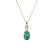 OVAL EMERALD AND DIAMOND GOLD NECKLACE - EMERALD NECKLACES - NECKLACES