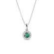 EMERALD AND DIAMOND NECKLACE IN 14K WHITE GOLD - EMERALD NECKLACES - NECKLACES