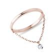 14K ROSE GOLD DIAMOND RING WITH A CHAIN - DIAMOND RINGS - RINGS
