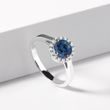 SAPPHIRE AND DIAMOND HALO RING IN WHITE GOLD - SAPPHIRE RINGS - RINGS