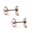 BOUCLES D'OREILLES EN OR ROSE 14 CARATS AVEC DIAMANTS TAILLE MARQUISE - PUCES D'OREILLES EN DIAMANT - BOUCLES D'OREILLES