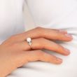 Perlový prsten s diamanty v růžovém 14k zlatě