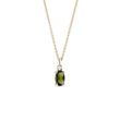 OVAL MOLDAVITE AND DIAMOND NECKLACE IN YELLOW GOLD - MOLDAVITE NECKLACES - NECKLACES