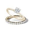 LAB GROWN AND NATURAL DIAMOND BRIDAL RING SET IN YELLOW GOLD - ENGAGEMENT AND WEDDING MATCHING SETS - ENGAGEMENT RINGS