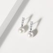 DIAMOND AND PEARL EARRINGS IN WHITE GOLD - PEARL EARRINGS - PEARL JEWELLERY