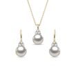 AKOYA PEARL AND DIAMOND GOLD JEWELRY SET - PEARL SETS - PEARL JEWELRY