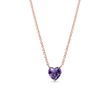 Small Heart Necklace with Amethyst in Rose Gold