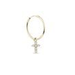 DIAMOND CROSS GOLD HOOP EARRING - SINGLE EARRINGS - EARRINGS