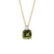 MOLDAVITE AND DIAMOND PENDANT MADE OF YELLOW GOLD - MOLDAVITE NECKLACES - NECKLACES