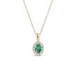 Emerald and Diamond Gold Halo Necklace