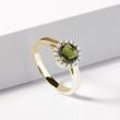 MOLDAVITE AND DIAMOND RING IN YELLOW GOLD - MOLDAVITE RINGS - RINGS