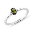MOLDAVITE AND SIDE DIAMOND RING IN WHITE GOLD - MOLDAVITE RINGS - RINGS