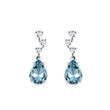 BOUCLES D'OREILLES EN OR BLANC AVEC DIAMANTS ET TOPAZES SWISS - BOUCLES D'OREILLES EN TOPAZE - BOUCLES D'OREILLES