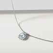 ELEGANT DIAMOND NECKLACE WITH AQUAMARINE IN WHITE GOLD - AQUAMARINE NECKLACES - NECKLACES