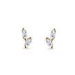 BOUCLES D'OREILLES EN OR JAUNE 14 CARATS AVEC DIAMANTS TAILLE MARQUISE - PUCES D'OREILLES EN DIAMANT - BOUCLES D'OREILLES