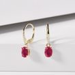 YELLOW GOLD EARRINGS WITH RUBIES AND DIAMONDS - RUBY EARRINGS - 
