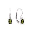 BOUCLES D'OREILLES D'OR BLANC AVEC MOLDAVITES TAILLE OVALE ET DIAMANTS - BOUCLES D'OREILLES EN MOLDAVITE - BOUCLES D'OREILLES