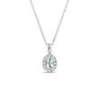 AQUAMARINE AND DIAMOND WHITE GOLD HALO NECKLACE - AQUAMARINE NECKLACES - NECKLACES