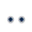 SAPPHIRE AND DIAMOND HALO EARRINGS IN WHITE GOLD - SAPPHIRE EARRINGS - EARRINGS