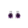 AMETHYST AND DIAMOND STUD EARRINGS IN WHITE GOLD - AMETHYST EARRINGS - EARRINGS