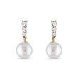 GOLD EARRINGS WITH PEARL AND BRILLIANTS - PEARL EARRINGS - PEARL JEWELRY