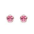 BOUCLES D'OREILLES EN OR ROSE AVEC SAPHIRS ROSES - BOUCLES D'OREILLES EN SAPHIR - BOUCLES D'OREILLES