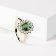 GREEN TOURMALINE AND DIAMOND RING IN YELLOW GOLD - TOURMALINE RINGS - RINGS