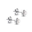PEARL FLOWER STUD EARRINGS IN WHITE GOLD - PEARL EARRINGS - PEARL JEWELRY