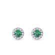 EMERALD AND DIAMOND HALO EARRINGS IN WHITE GOLD - EMERALD EARRINGS - EARRINGS