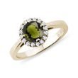 MOLDAVITE AND DIAMOND RING IN YELLOW GOLD - MOLDAVITE RINGS{% if category.pathNames[0] != product.category.name %} - {% endif %}