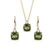 CUSHION CUT MOLDAVITE AND DIAMOND JEWELLERY SET IN WHITE GOLD - JEWELLERY SETS - FINE JEWELLERY