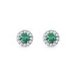 EMERALD AND DIAMOND HALO EARRINGS IN WHITE GOLD - EMERALD EARRINGS - EARRINGS