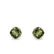 BOUCLES D'OREILLES EN OR JAUNE ET MOLDAVITES - BOUCLES D'OREILLES EN MOLDAVITE - BOUCLES D'OREILLES