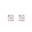 PUCES D'OREILLES EN OR ROSE SERTIES DE MORGANITES - BOUCLES D'OREILLES EN MORGANITE - BOUCLES D'OREILLES