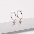 DIAMOND CROSS ROSE GOLD HOOP EARRINGS - DIAMOND EARRINGS - EARRINGS