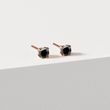 PUCES D'OREILLES EN OR ROSE AVEC DIAMANTS NOIRS - PUCES D'OREILLES EN DIAMANT - BOUCLES D'OREILLES