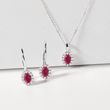 HALO-SCHMUCKSET MIT RUBINEN UND DIAMANTEN IN WEISSGOLD - SCHMUCK SETS EDELSTEINE - SCHMUCK