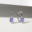 BOUCLES D'OREILLES D'OR BLANC AVEC TANZANITES ET DIAMANTS - BOUCLES D’OREILLES EN TANZANITE - BOUCLES D'OREILLES