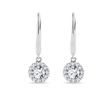 PENDANTES HALO D'OR BLANC AVEC DIAMANTS - BOUCLES D'OREILLES EN DIAMANT - BOUCLES D'OREILLES