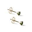 MOLDAVITE STUDS IN 14K YELLOW GOLD - MOLDAVITE EARRINGS - EARRINGS