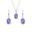 ENSEMBLE COLLIER ET BOUCLES D'OREILLES TANZANITE EN OR BLANC - PARURES DE BIJOUX - BIJOUX KLENOTA