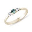 BLAUER DIAMANTRING IM BRILLANTSCHLIFF IN GELBGOLD - VERLOBUNGSRINGE MIT FARBIGEN DIAMANTEN - VERLOBUNGSRINGE