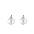 BOUCLES D'OREILLES EN OR BLANC AVEC PERLES ET DIAMANTS - BOUCLES D'OREILLES EN PERLES - PERLES