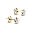 PEARL FLOWER STUD EARRINGS IN YELLOW GOLD - PEARL EARRINGS - PEARL JEWELRY