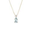 14K GOLD CHAIN WITH PEAR AQUAMARINE PENDANT - AQUAMARINE NECKLACES - NECKLACES